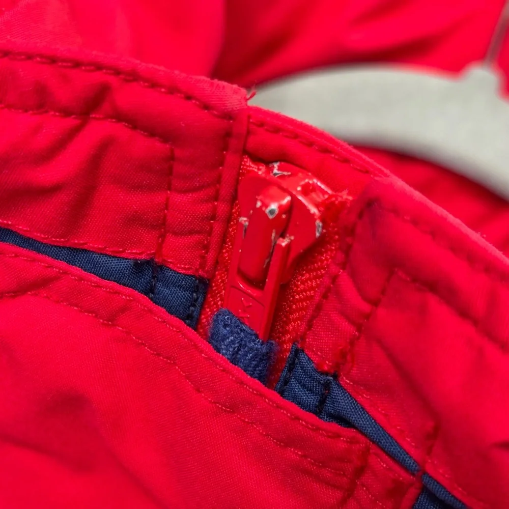 VTG CB Sports Mens Windbreaker Raincoat Size XL Packed Hood Zip Blue Red NWOT